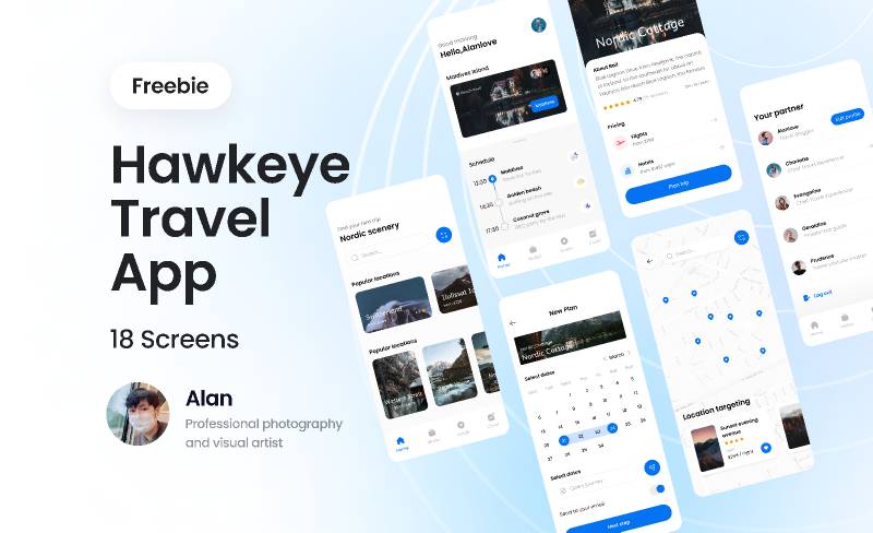 Hawkeye Travel App Figma UI Kits