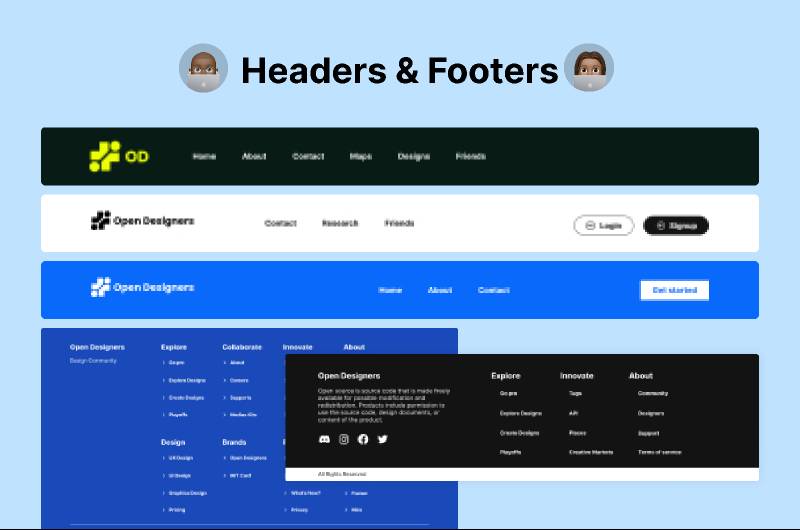 Headers and Footers Figma Ui Kit