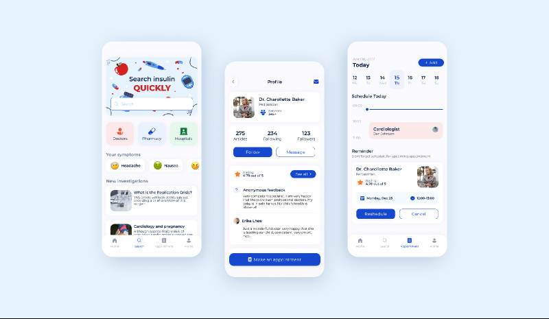 Healthcare app doctors hospital figma mobile template