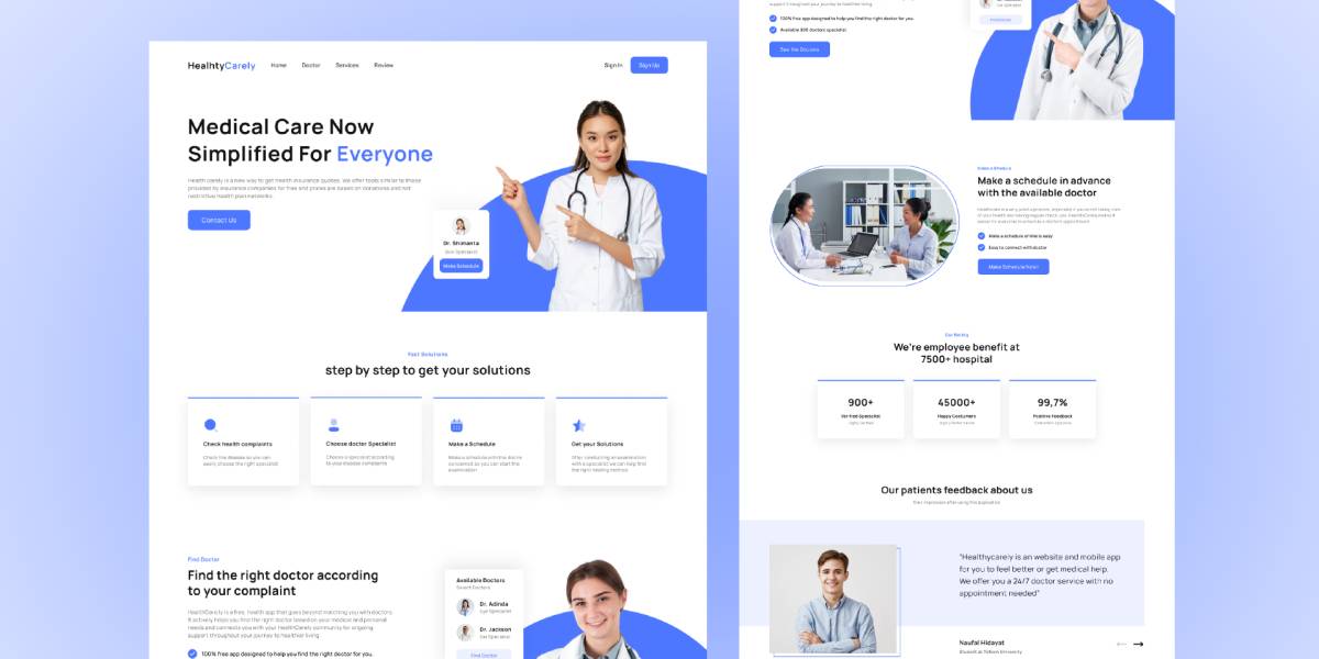 Healthy Care Landing Page Figma Template