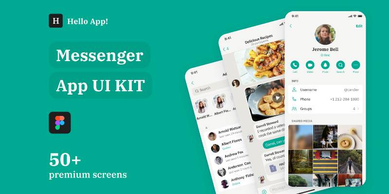 Hello App! Messenger UI Kit Figma Template