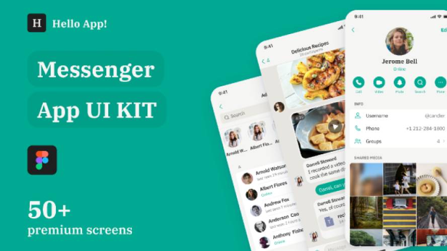 Hello App! Messenger UI Kit Figma Template