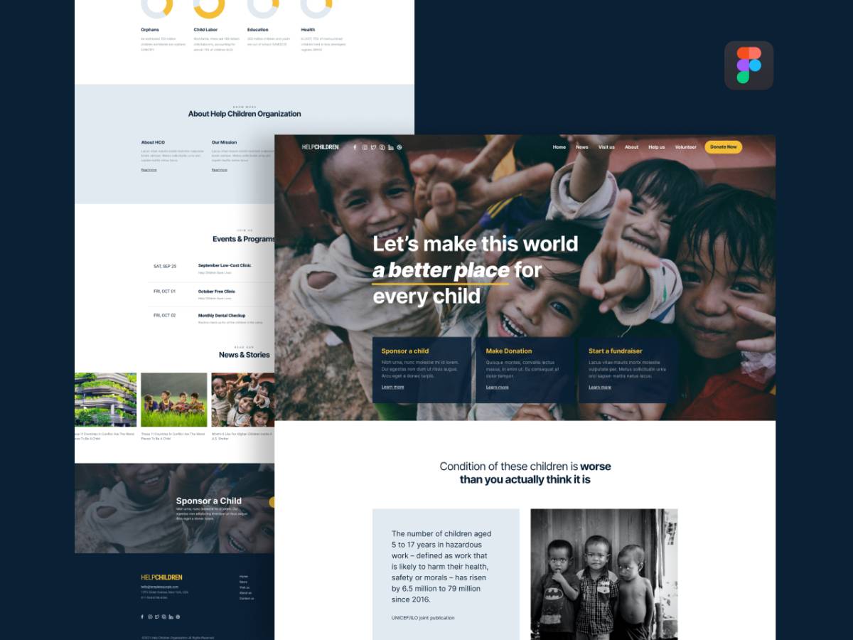 Help Children – Free Non Profit Organization Figma Template