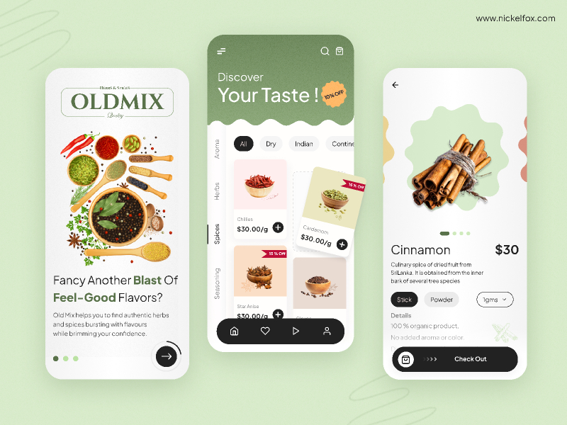Herbs and Spices App Figma Free Resource