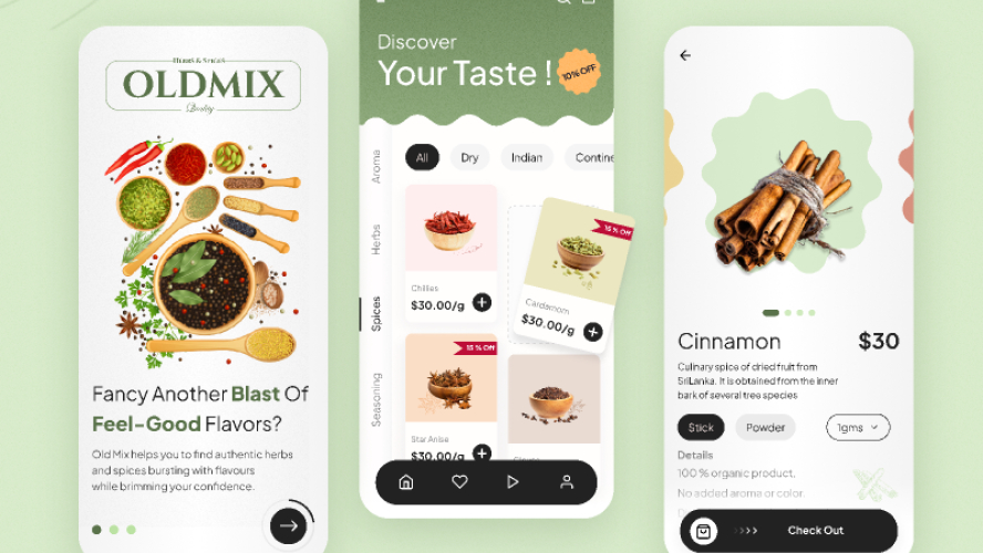 Herbs and Spices App Figma Free Resource