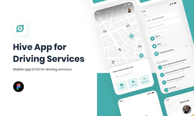 Hive App Driving Service Figma Template