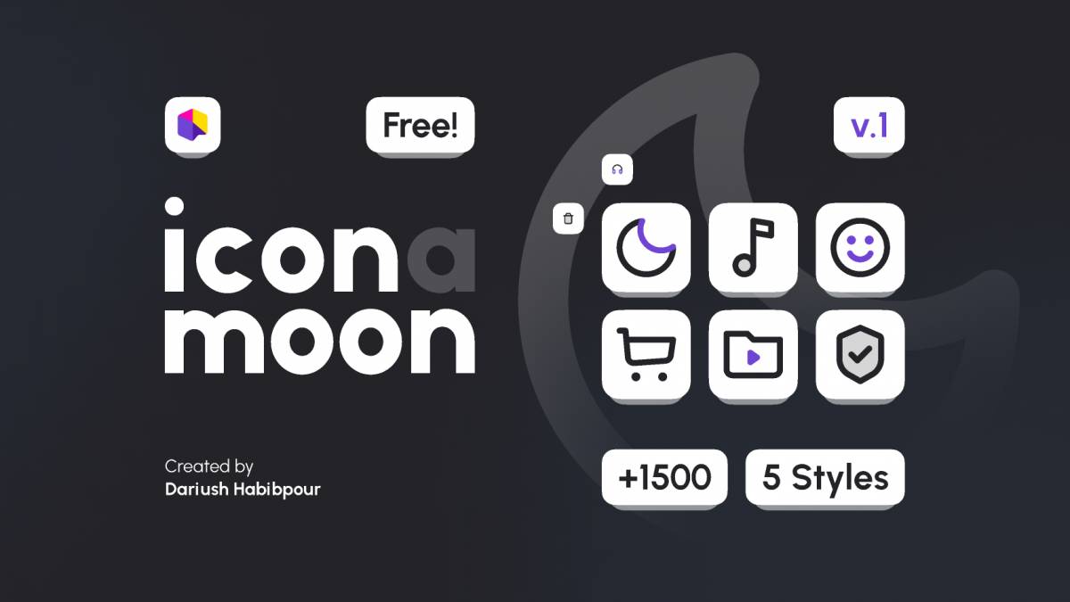 (IconaMoon) Free Set 1500+ Icons In 5 Styles Figma Template