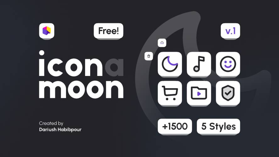 (IconaMoon) Free Set 1500+ Icons In 5 Styles Figma Template