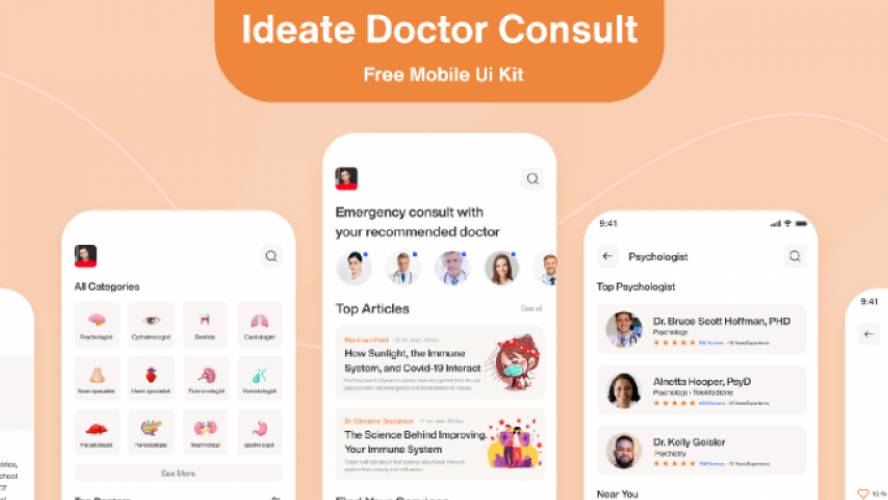 Ideate Doctor Consult - Online doctor consult UI Kit(free)