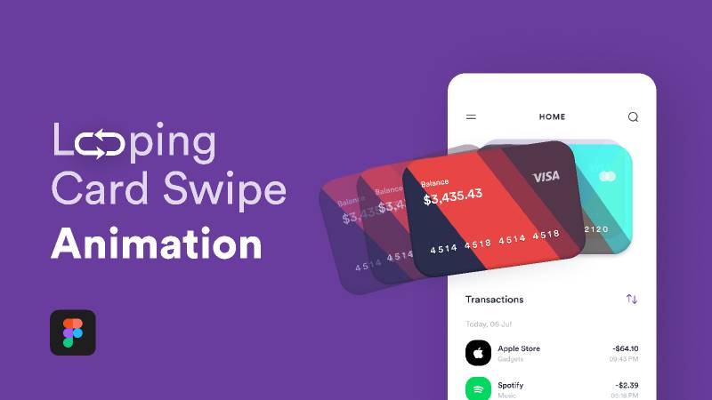 Infinite Card Swipe Animation Figma Template