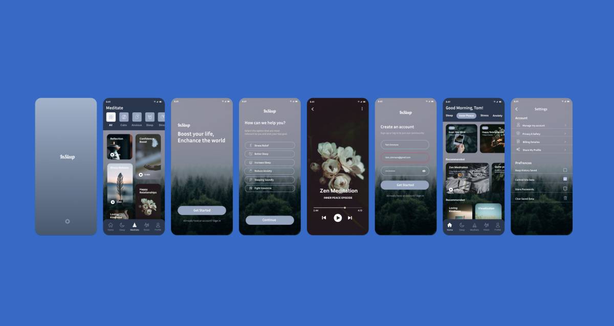 InSleep - Mobile App Concept UI/UX Design Figma Template