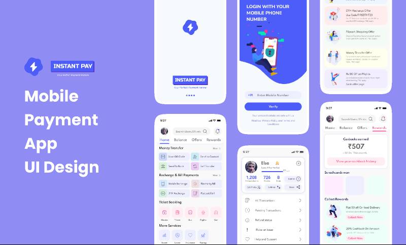 Instant Pay mobile payment app UI design figma template