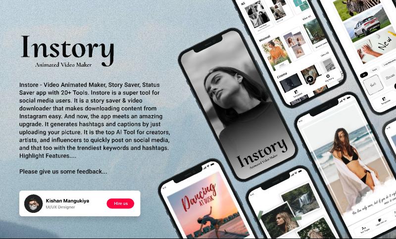 Instory Animated Video Maker Figma Mobile Template