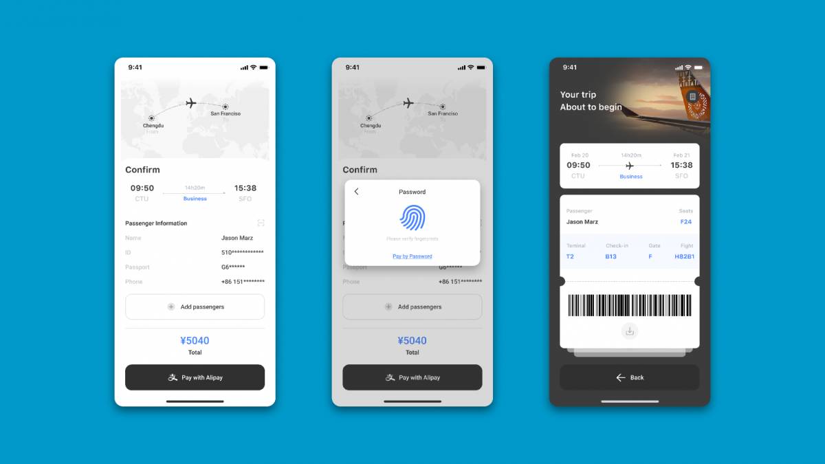 Interface/booking ticket/exercise figma free