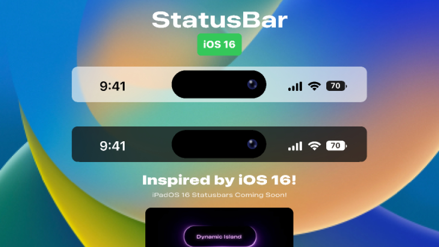 iOS 16 & iPadOS 16 StatusBar Figma Free Template