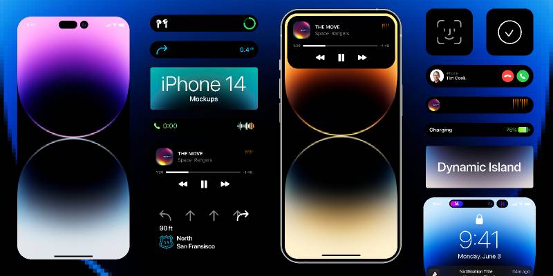 iPhone 14 Free Mockups Dynamic Island Figma Free Download