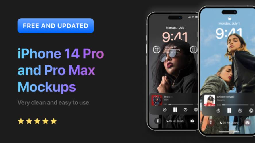 iPhone 14 Pro & iPhone 14 Pro Max Mockups Figma Template