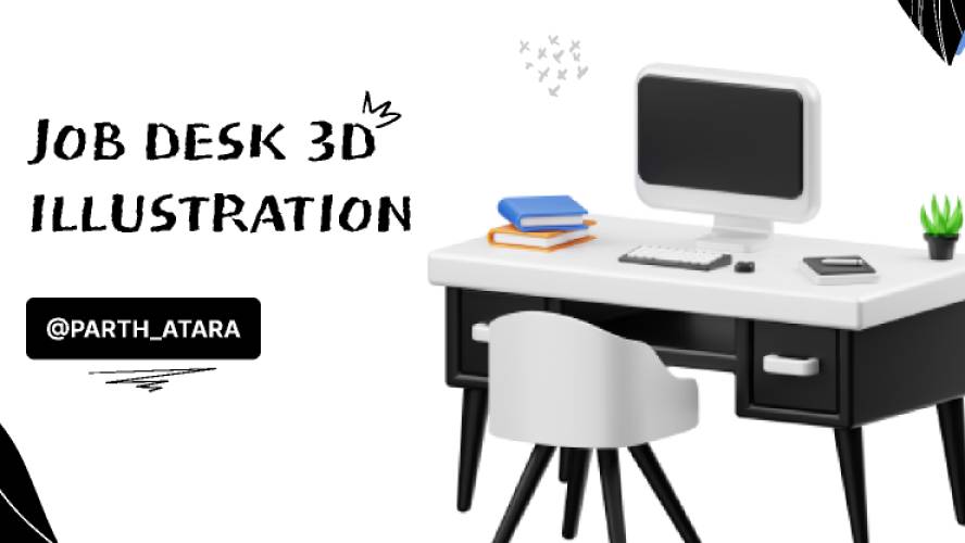 Job Desk 3D Illustration - Parth Atara Figma Template