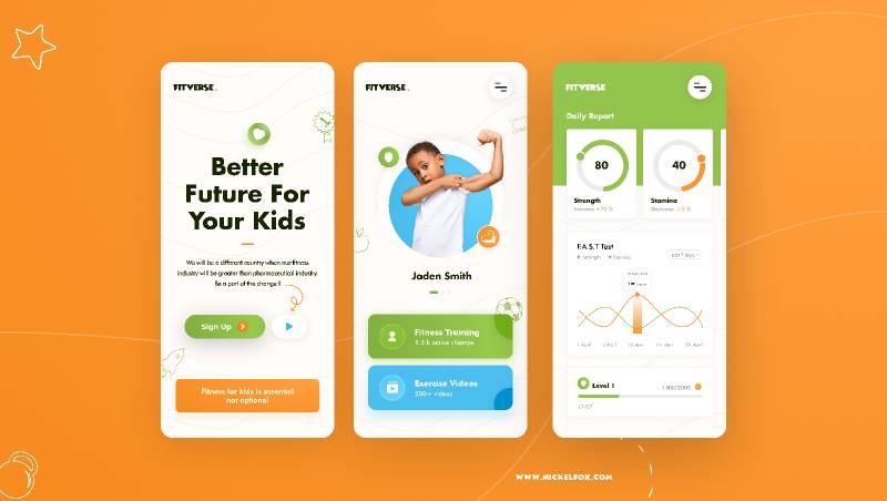 Kids Fitness Figma Mobile App Concept