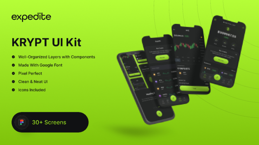 Krypt - Cypto Wallet UI Kit Figma Free Template