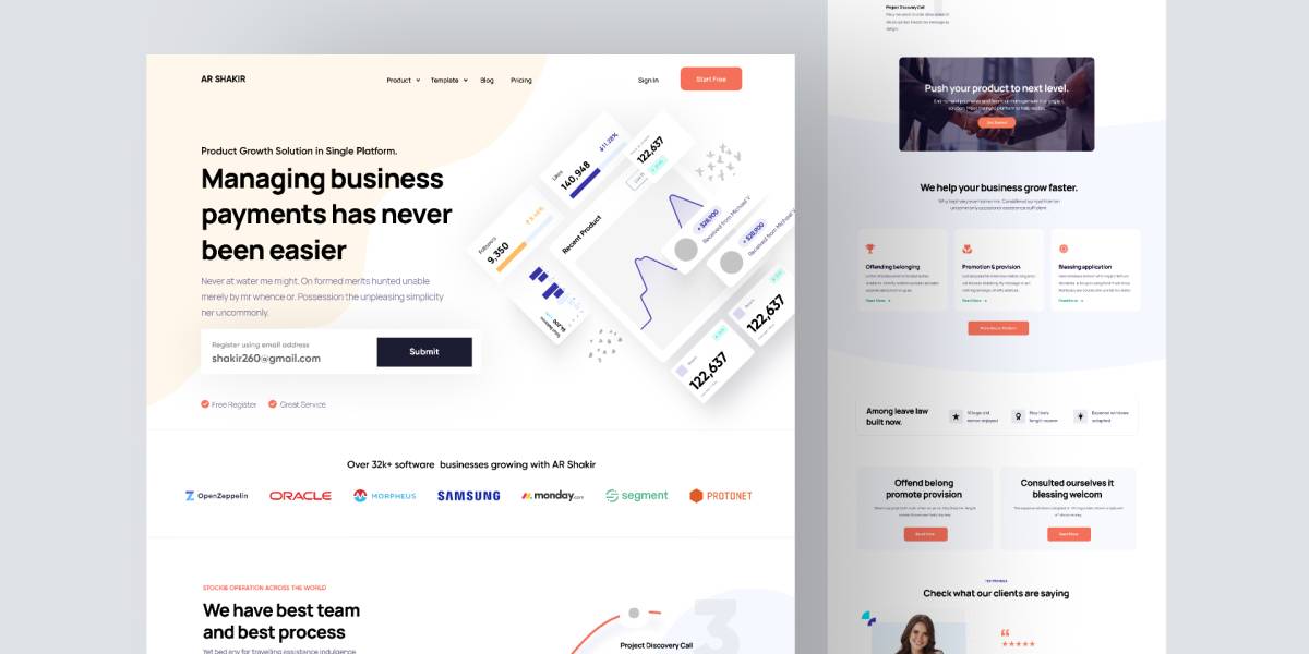 Landing page for Fintech - SaaS Figma landing page
