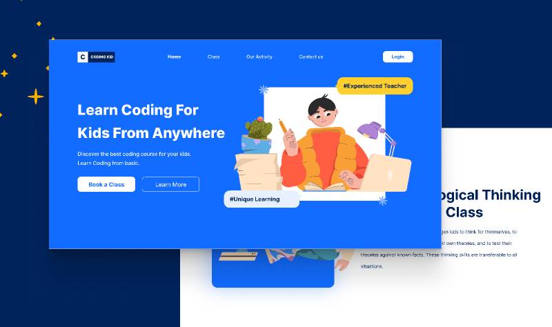 Landing Page Online Course Website-Coding for Kids figma template