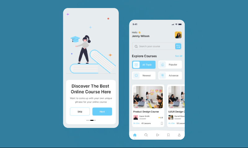 Learning App UIUX Design Figma Mobile Template