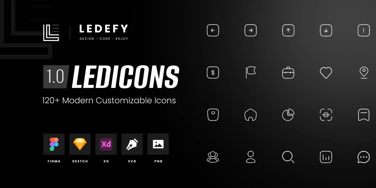 LEDICONS - 120+ Modern Customizable Icons Figma Template