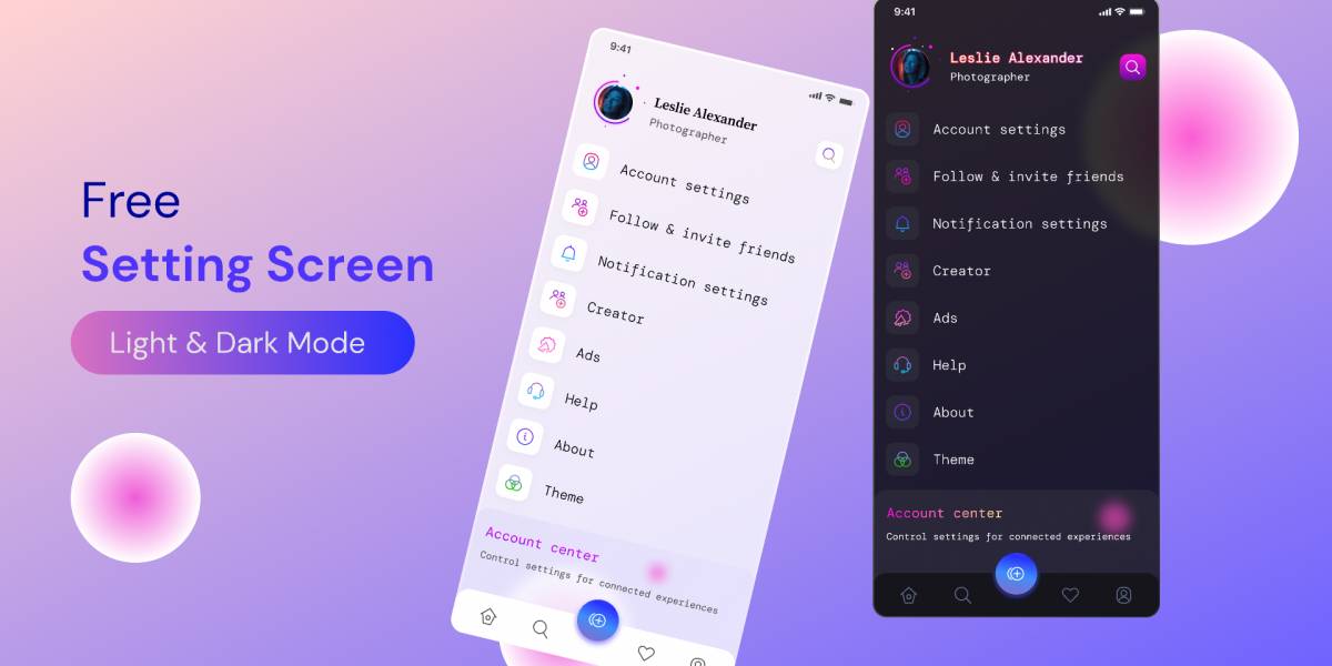 Light & Dark Setting Screen Figma Design