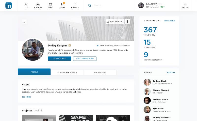 LinkedIn Redesign Figma Website Template