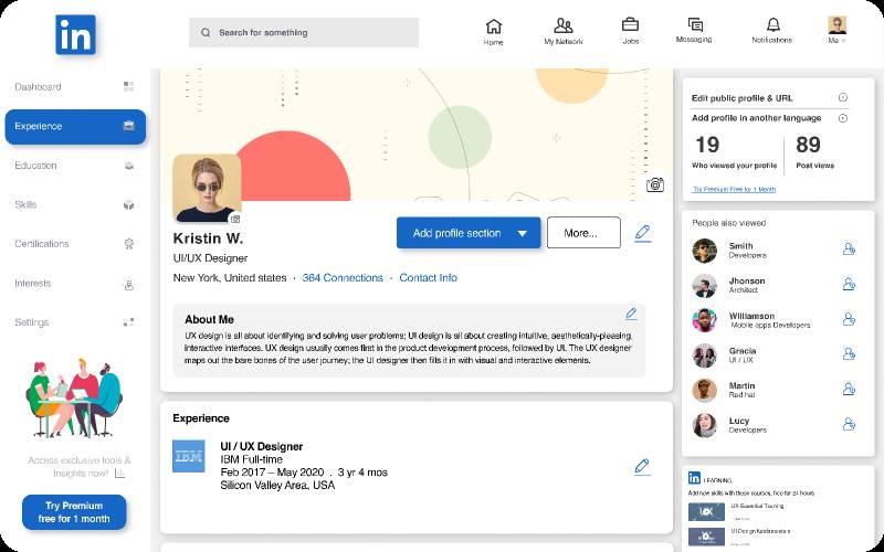 LinkedIn UI Redesign figma free