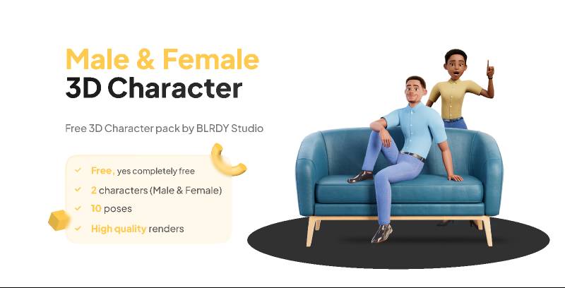 Male & Female 3D Character Figma Template