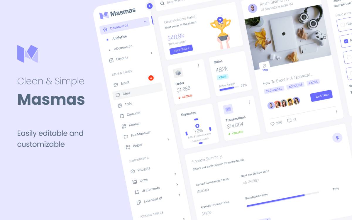 Masmas Admin Dashboard UI Kit Figma Resource