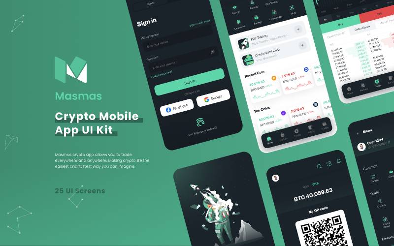 Masmas Crypto Mobile App UI Kit Figma Free Download