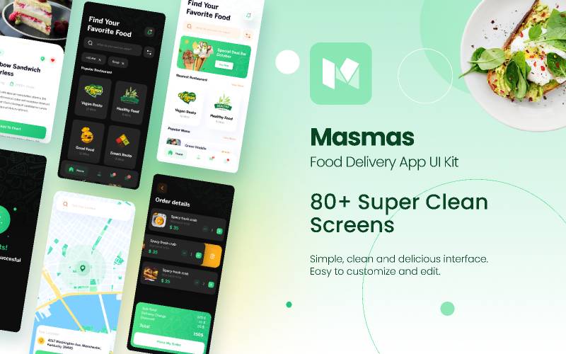 Masmas Food Delivery Mobile App UI Kit Figma Template