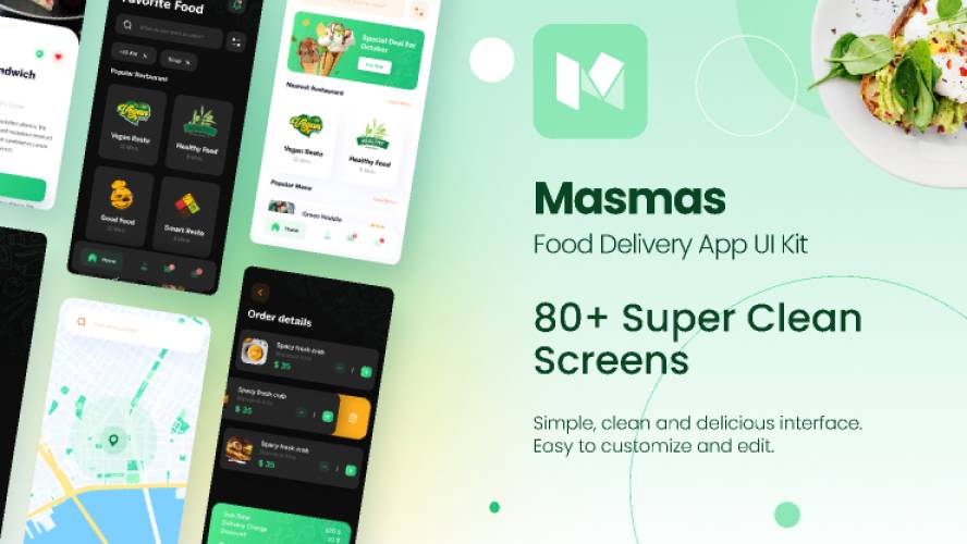 Masmas Food Delivery Mobile App UI Kit Figma Template