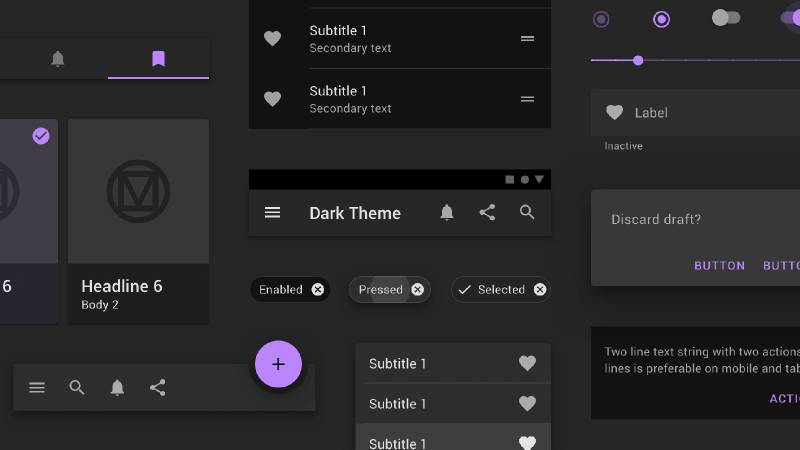 Material Dark Theme Design Kit