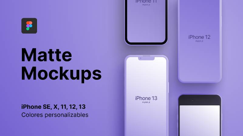 Matte iPhone Mockups - 2022 Updated Figma template