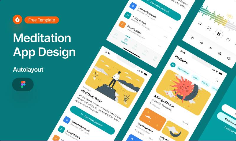 Meditation App Free Figma UI Template