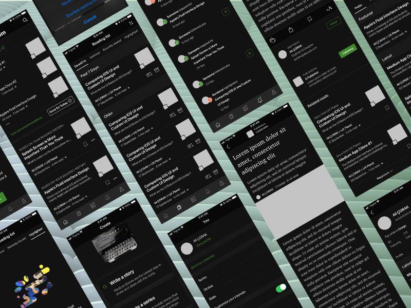 Medium iOS App Clone figma template