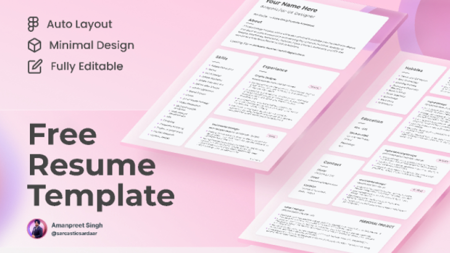 Minimal Resume Template - Material Design Figma Free Download