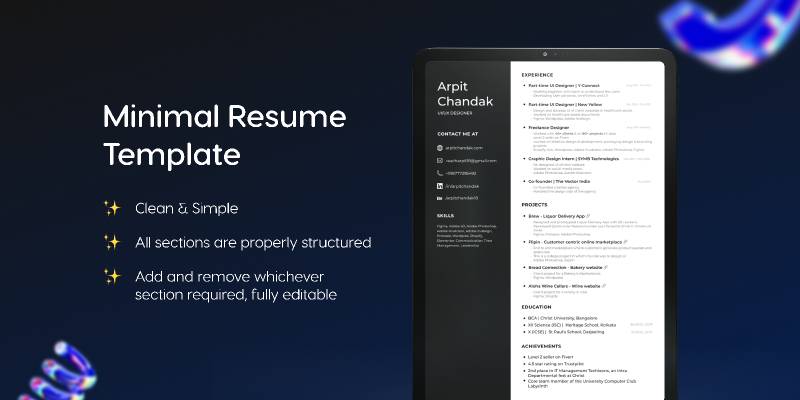 Minimal Resume Template Figma Template