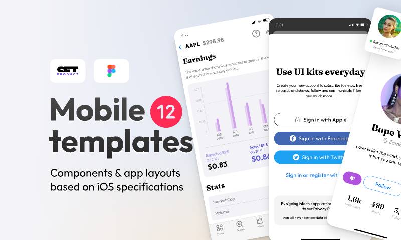 Mobile UI kit for Figma Mobile App templates