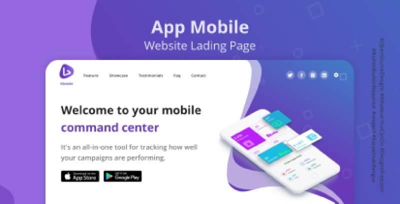 MobileApp Landing Page Template for Mobile App Figma free Download