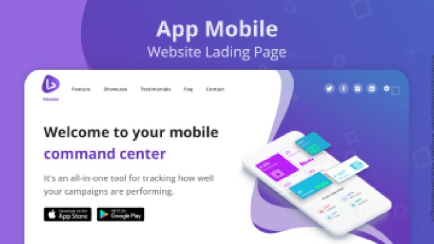 MobileApp Landing Page Template for Mobile App Figma free Download