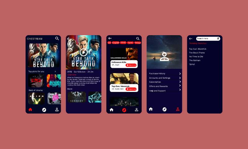 Mockup for movie streaming app figma template