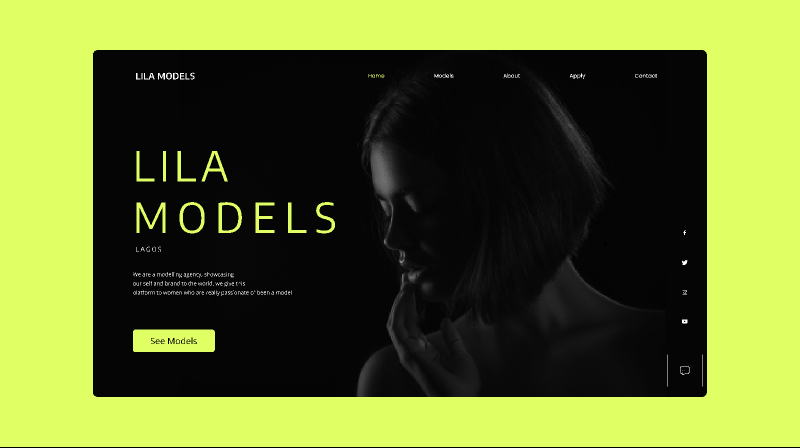 Model web design figma free template