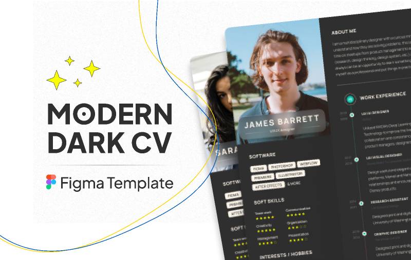 Modern Dark CV Figma Template.