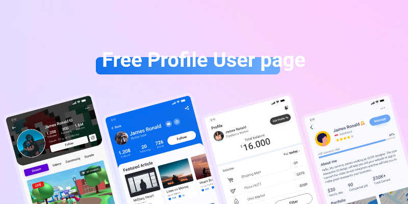 Modern Profile UI Kit - Freebies UI Figma