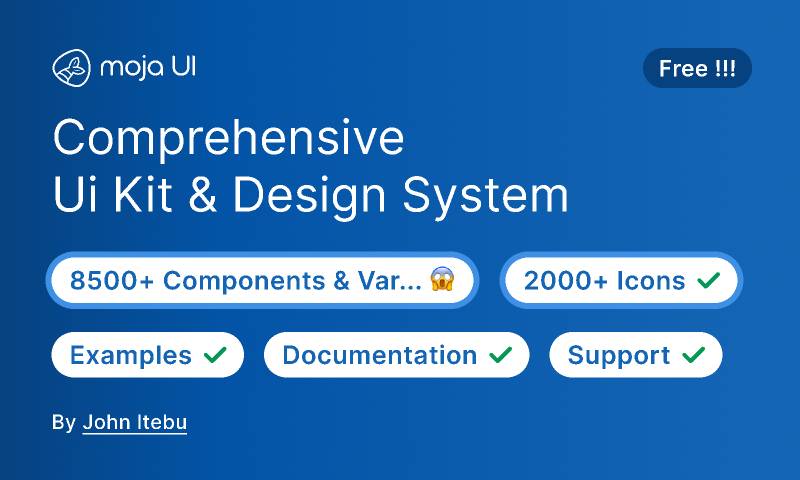 Moja UI - FREE Top UI Kit & Design system Figma Ui Kit